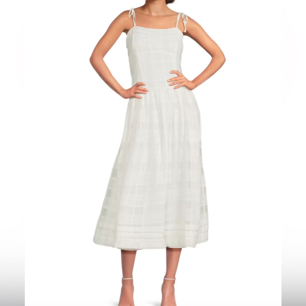 Rag & Bone Presley Tonal Plaid Midi Sundress White 4 NWT